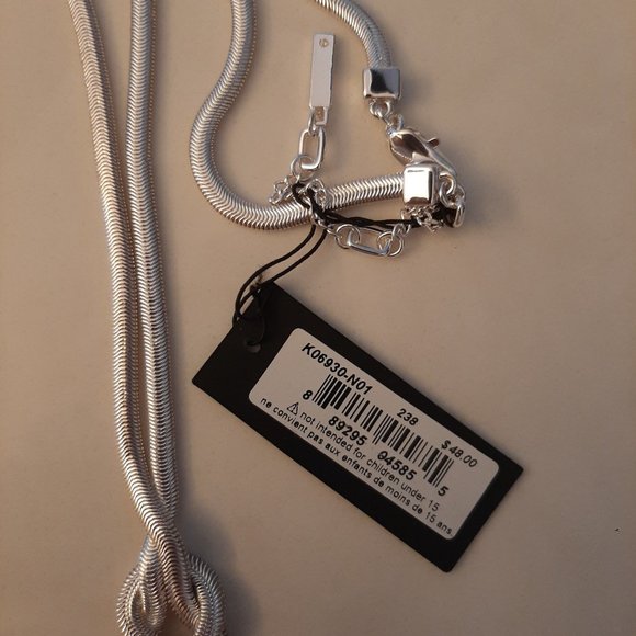 3/$50 Kenneth Cole Shiny Silver Knot Y Necklace - Picture 4 of 5
